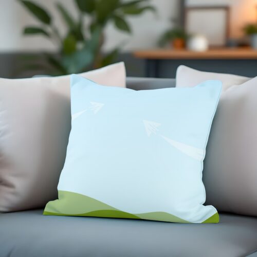 Minimalist Pillow with Paper Plane Design