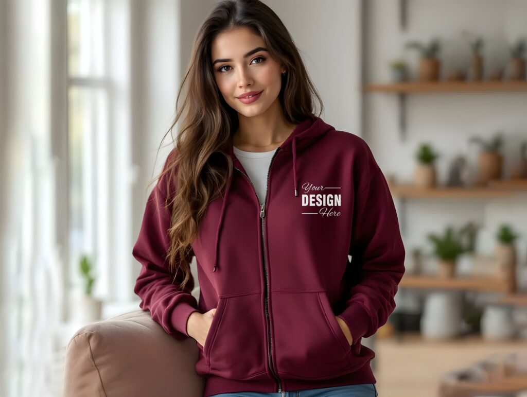 Customizable Maroon Hoodie Mockup
