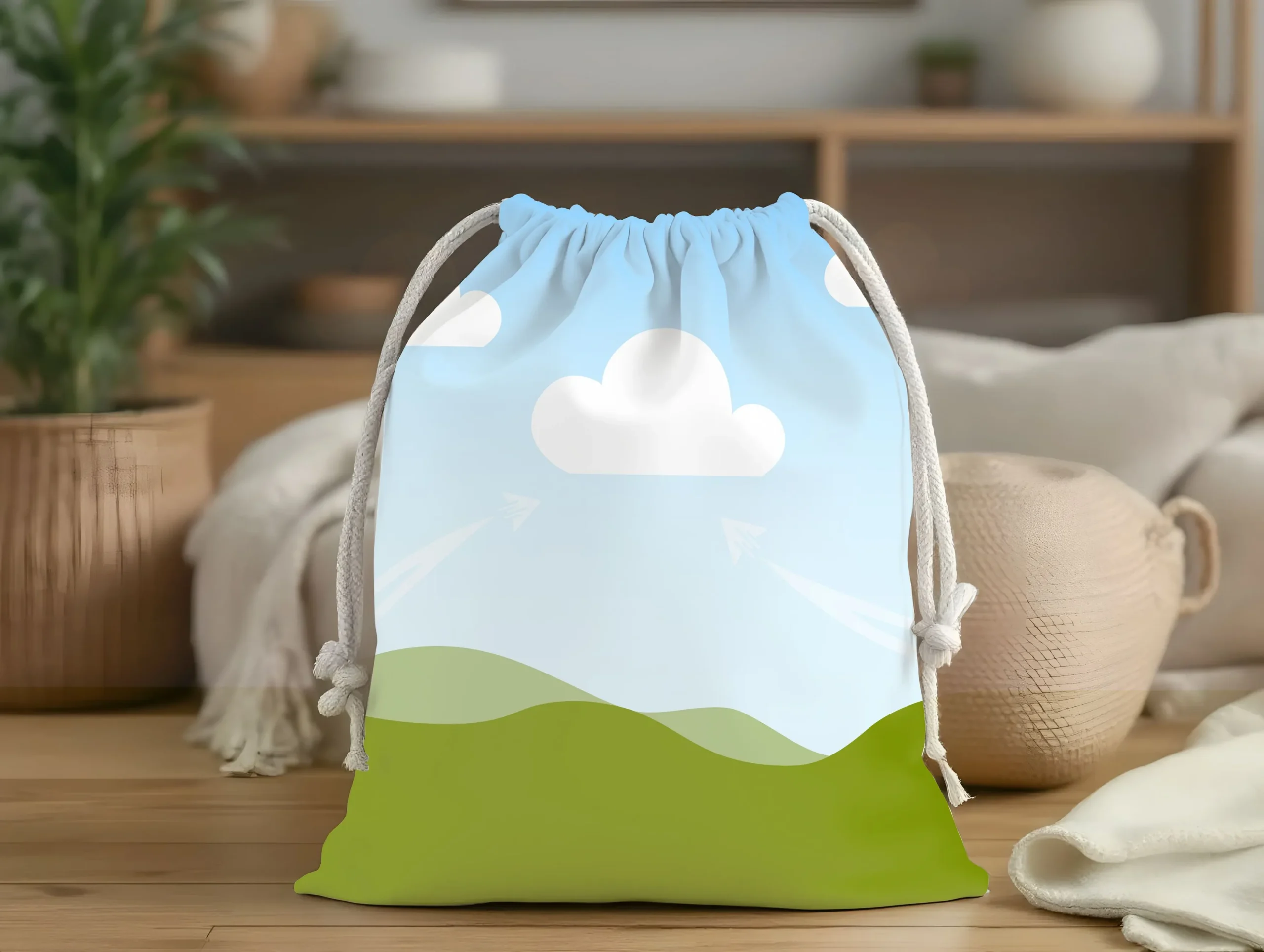 Scenic Drawstring Bag with Nature Design