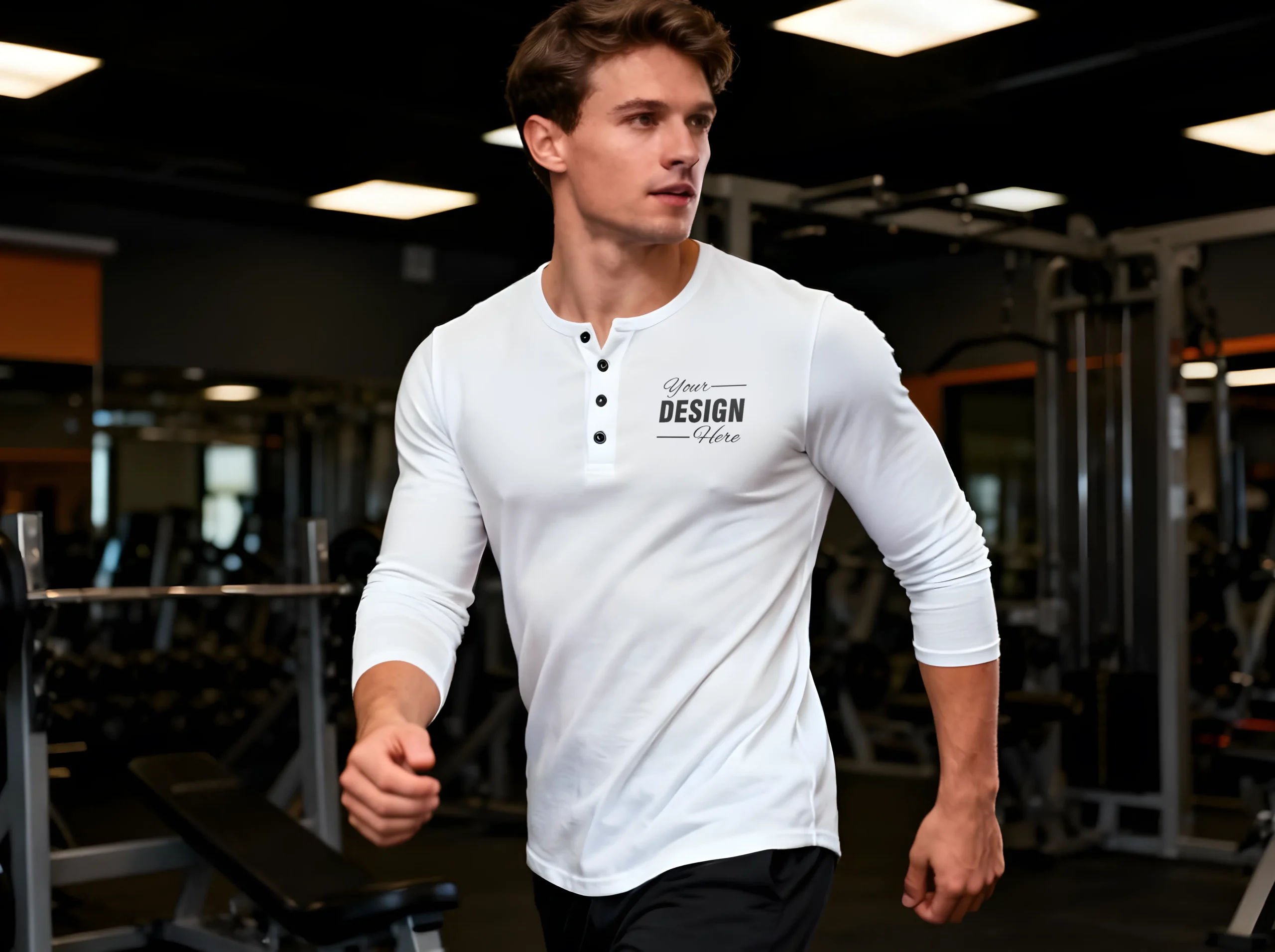 Modern White Henley with Customizable Design