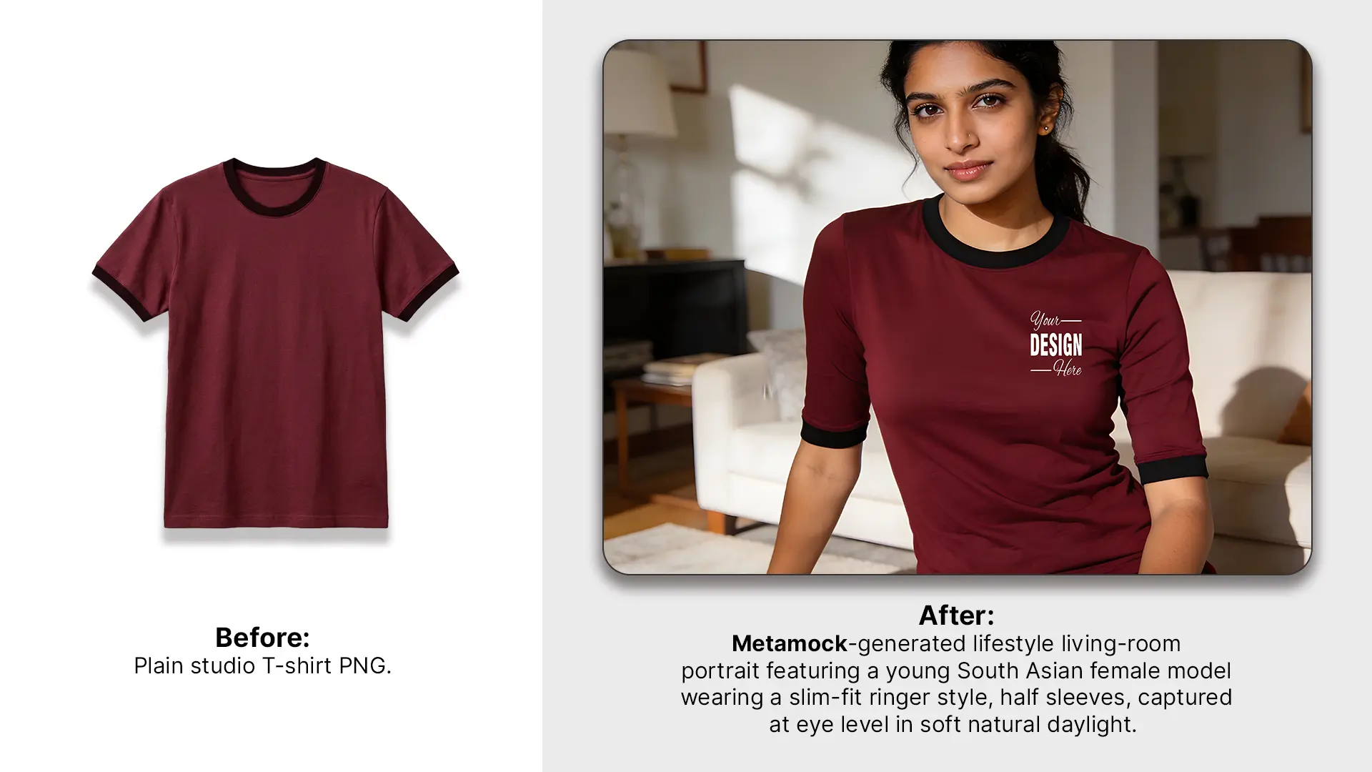 Mockup of Ringer T-Shirt with Custom Design