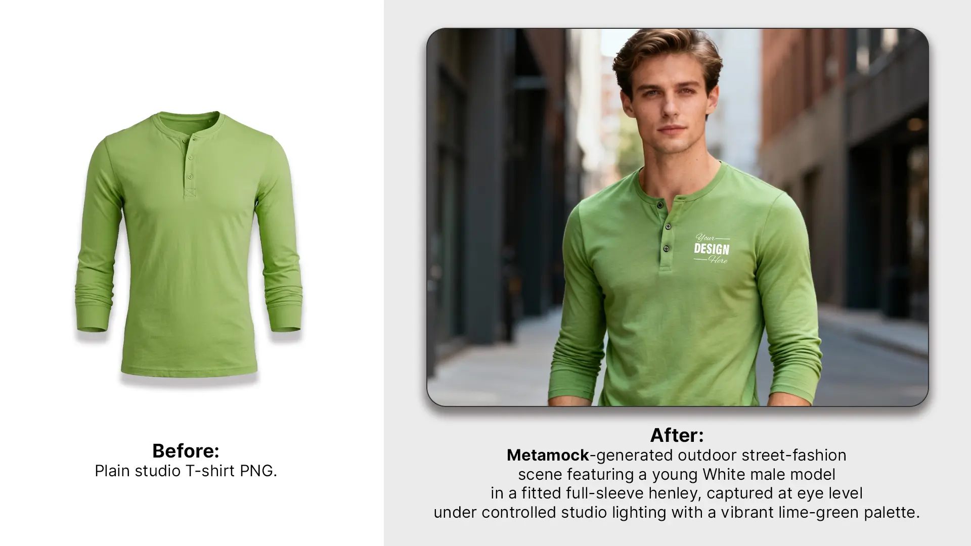 Lime-Green Henley T-Shirt Mockup