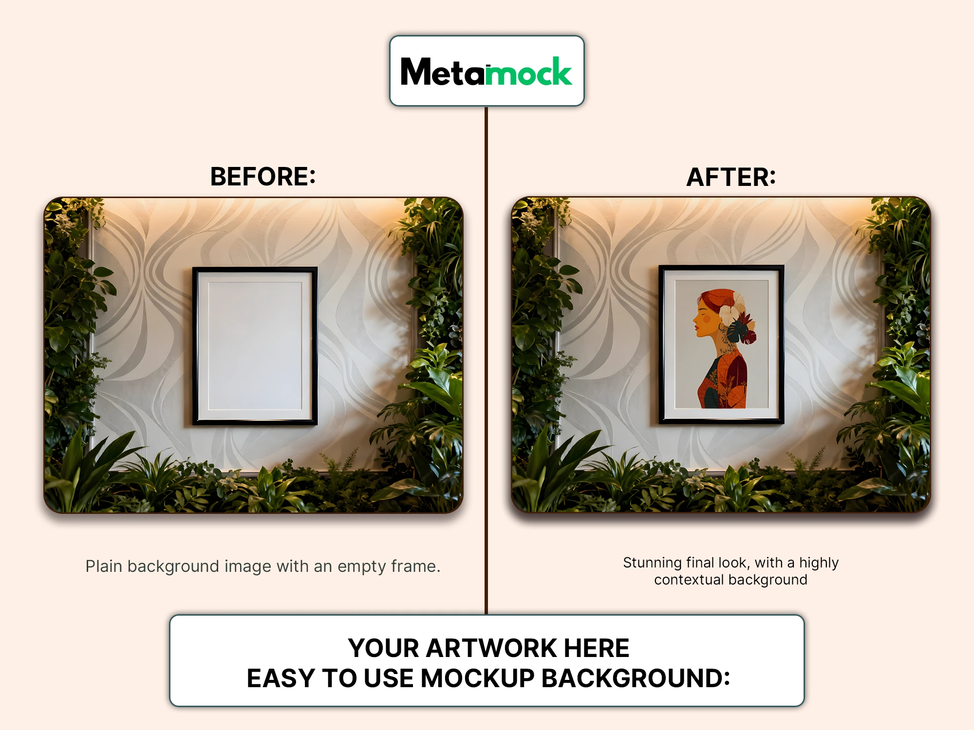 Vibrant Wall Art Mockup in Lush Green Setting