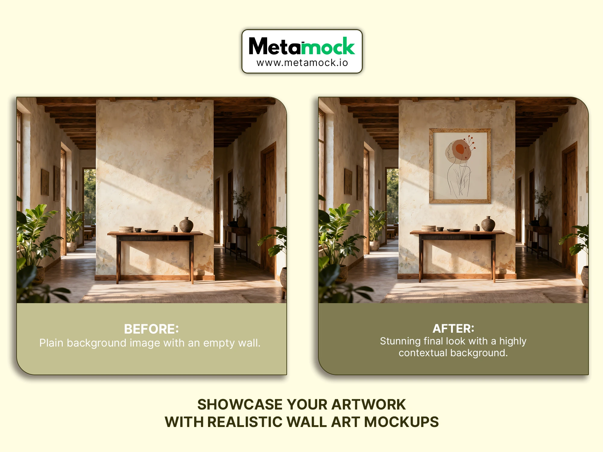 Elegant Wall Art Mockup with Boho Abstract Design
